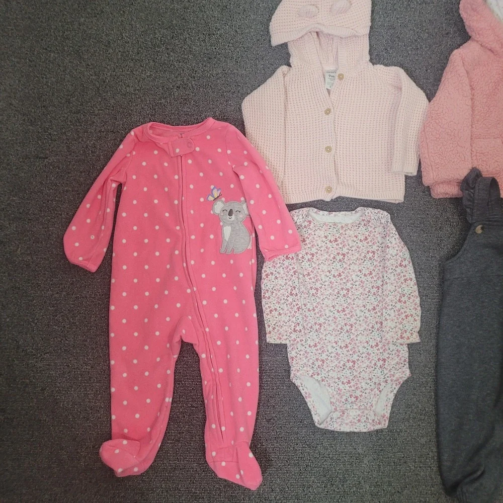 Various Brands Lot of 8 Size 9-12M Clothing Bundle Baby Girl Fleece Knit